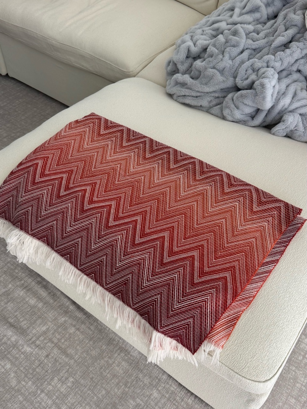 Missoni Red Chevron Fringe Throw